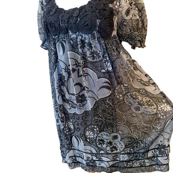 ICE Petite Size 8P Black Print with Rosette Detail - Picture 11 of 12